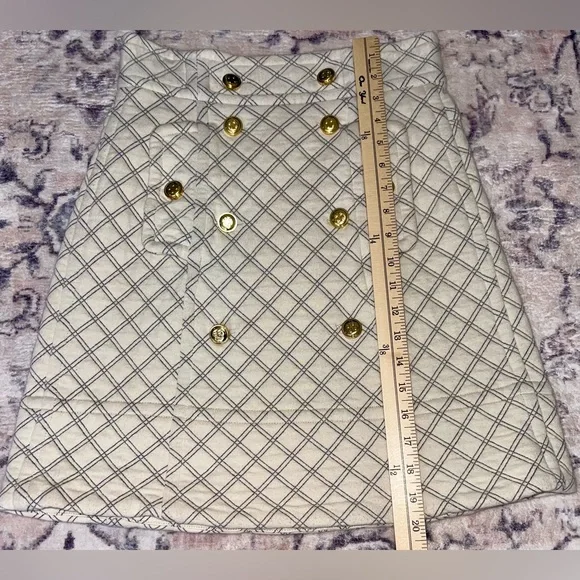 Marc by Marc Jacobs Quilted Plaid Skirt in Cornsilk Size Small Cream / Blue - Picture 2 of 7